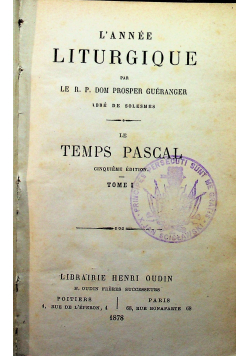 L annee liturgique tome I 1878 r