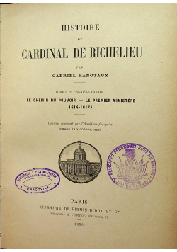 Historie du Cardinal de Richelieu 1896 r.