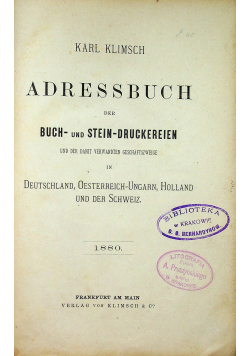 Adressbuch der buch und stein druckereien 1880 r