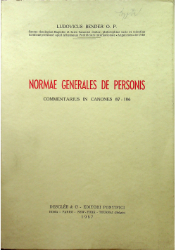 Normae generales de personis  commentarius in canones 87 do 106