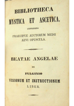 Beatae Angelae de Fulginio Visionum et Instructionum  1851 r