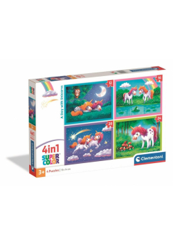 Puzzle 4w1 Super kolor A Day With Unicorns 21740