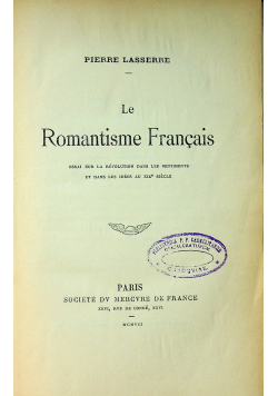 Le Romantisme Francais 1907 r
