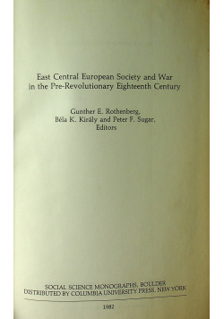 East Central European Society and Was in the Pre Revolutionary Eighteenth Cenutry