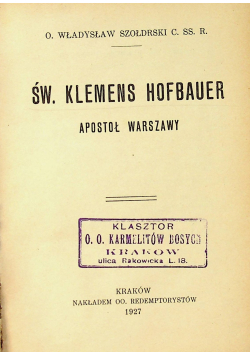 Św Klemens Hofbauer 1927 r