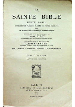 La Sainte Bible Tome XI 1re Partie 1949 r.