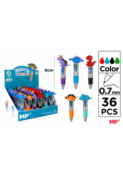 Długopis mini 4-kolorowy 0.7mm dinozaur (36szt)