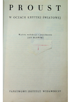 Proust w oczach krytyki światowej