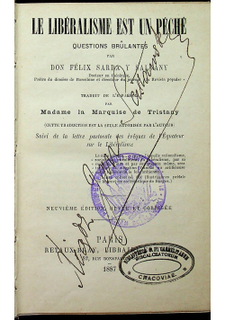 Le Liberalisme Est Peche 1887 r