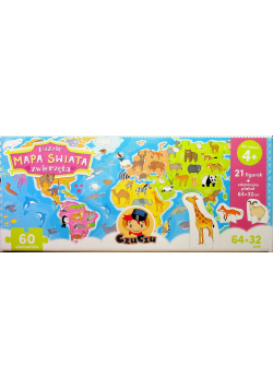 Puzzle Mapa świata Zwierzęta figurki