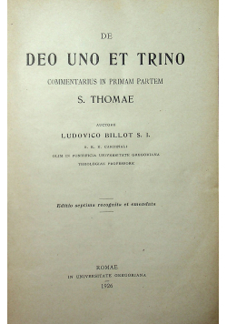 De Deo Uno Et Trino 1926 r.