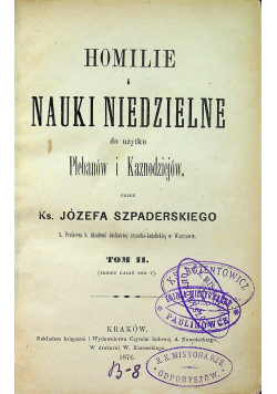 Homilie i Nauki Niedzielne Tom II 1876 r.