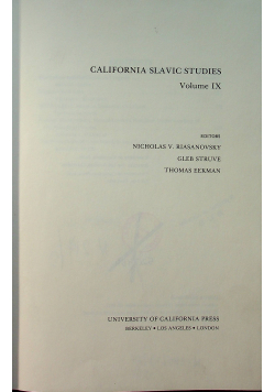 California Slavic Studies Volume IX