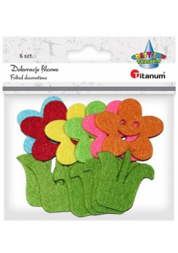Filcowe kwiatki z łodygami 46x70mm mix 6szt