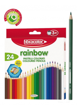 Kredki Rainbow 24 kol+temperówka FIBRACOLOR