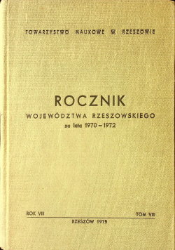 Rocznik województwa rzeszowskiego za lata 1970 1972 tom VIII