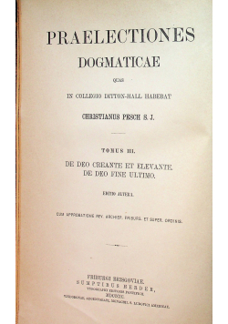 Praelectiones dogmaticae Tom III 1899 r