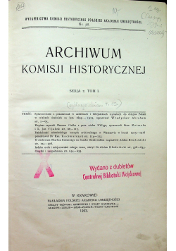 Archiwum Komisji Historycznej Serja 2 Tom I 1923 r.