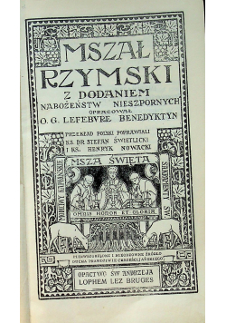 Mszał Rzymski z dodaniem Nabożeństw nieszpornych 1931 r