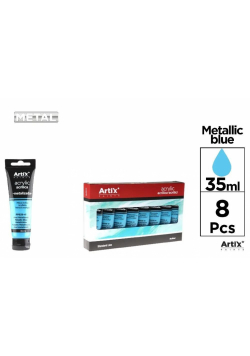 Farba akrylowa niebieska metaliczna 35ml (8szt)
