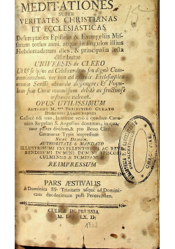 Meditationes super veritates Christianas et Ecclesiasticas 1762 r.