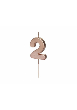 Świeczka urodzinowa 2 różowe złoto 4.5cm