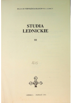 Studia Lednickie III
