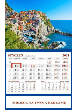 Kalendarz 2021 Ścienny Jednodzielny Cinque Terre