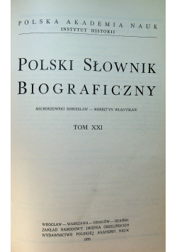 Polski Słownik Biograficzny Tom XXI