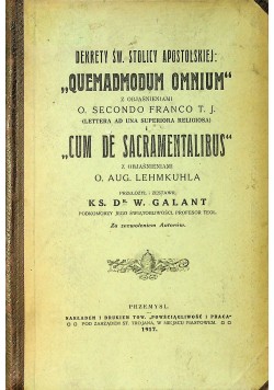 Dekrety św stolicy Apostolskiej Quemadmodum Omnium 1917 r.