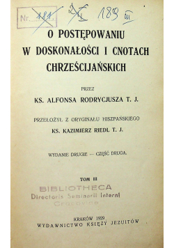 O postępowaniu w doskonałości i cnotach chrześcijańskich 1929 r.