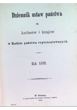 Dziennik ustaw państwa  dla królestw i krajów w Radzie państwa reprezentowanych, 1899 r.