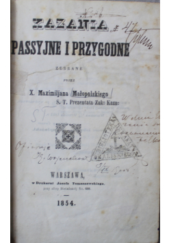 Kazania passyjne i przygodne 1854 r.