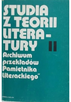 Studia z teorii literatury I