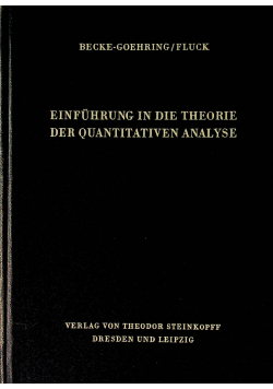 Einfuhrung in die theorie der quantitativen  analyse