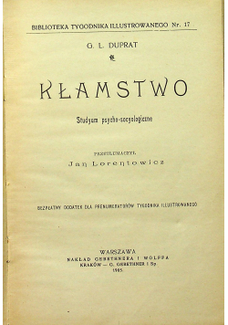 Kłamstwo studyum psycho - socyologiczne 1905 r.