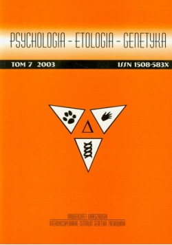 Psychologia Etologia Genetyka tom 7/2003