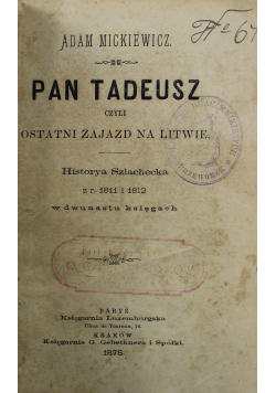 Pan Tadeusz 1878 r.