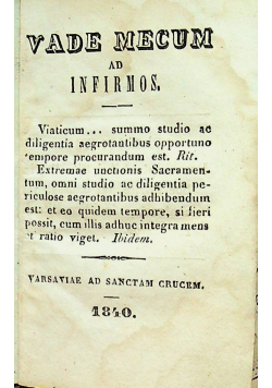 Vade Mecus ad Infirmos 1840 r.