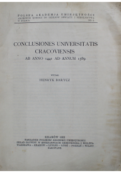 Conclusiones Universitatis Cracoviensis 1933 r.