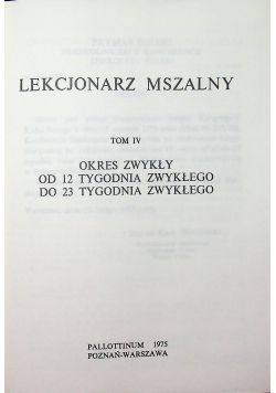 Lekcjonarz Mszalny tom IV