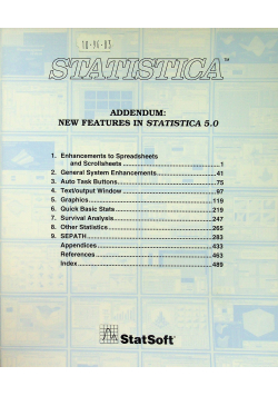 Statistica addemdum new features in statistica 5 0