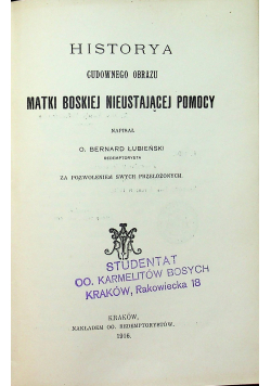 Historya cudownego obrazu 1916 r.