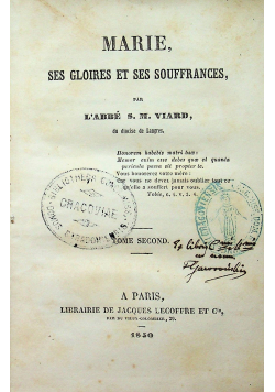 Marie ses gloires et ses souffrances tom II 1850
