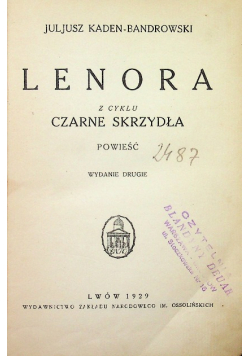 Lenora z cyklu czarne skrzydła 1929 r.