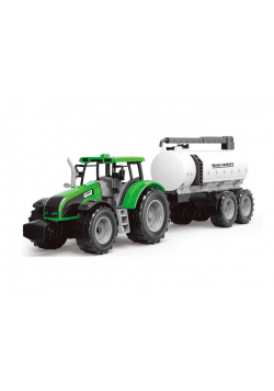 Traktor z przyczepą beczkowozem