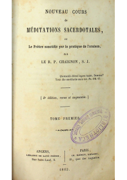 Nouveau Cours de Meditations Sacerdotales Tom I i II 1863 r