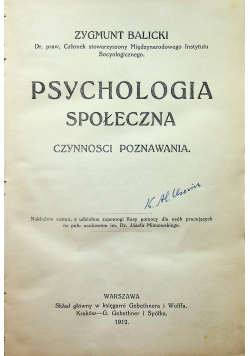 Psychologia społeczna czynnosci poznawania 1912 r