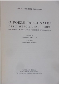 O Poezji doskonałej czyli Wergiliusz i Homer
