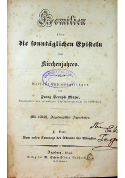 Homilien uber die sonntaglichen Episteln des Kirchenjahres Band I 1844 r